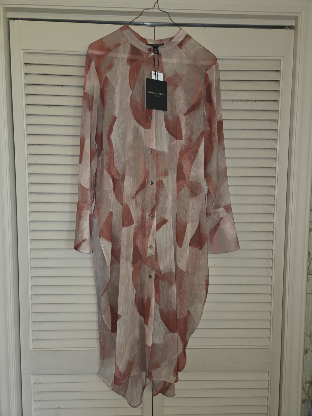 Lightweight Sheer Longline Shirt - Rust Leaf Print